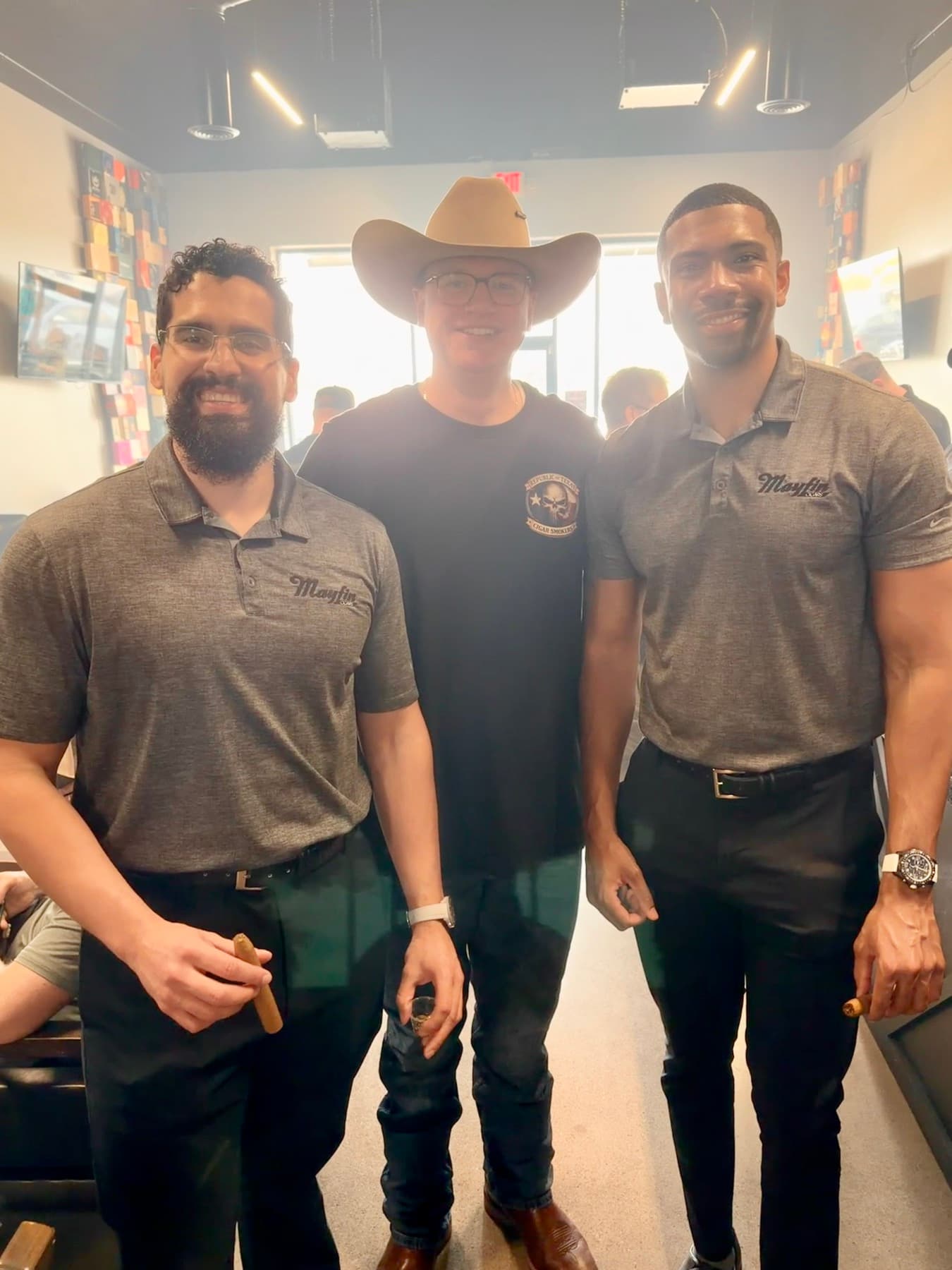 Mayfin team with a lounge partner during a shop visit